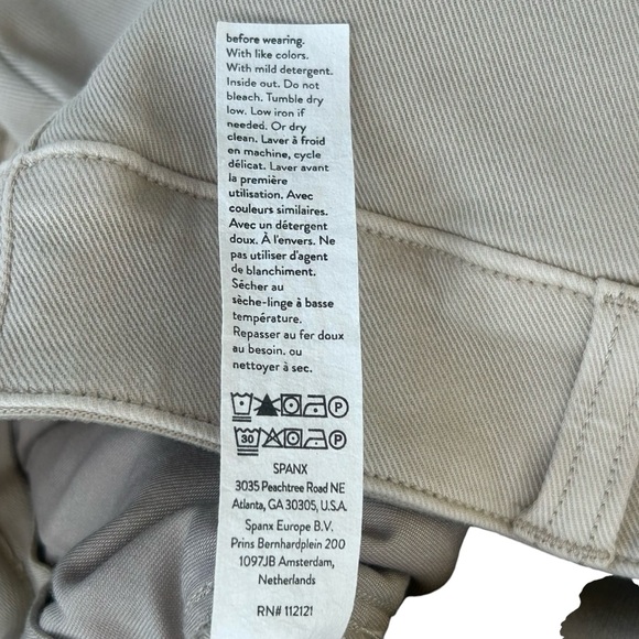 Spanx Twill Wide Leg Cropped Pants SMALL Tan Khakis High Rise Shaping Academia - Picture 11 of 14